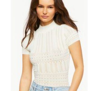 Forever 21 Pointelle Mock Neck Bodysuit NWT